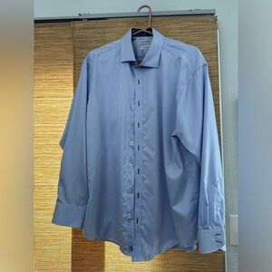 Blue Twillory Dress Shirt 17.5 34-35 with Skull Accents